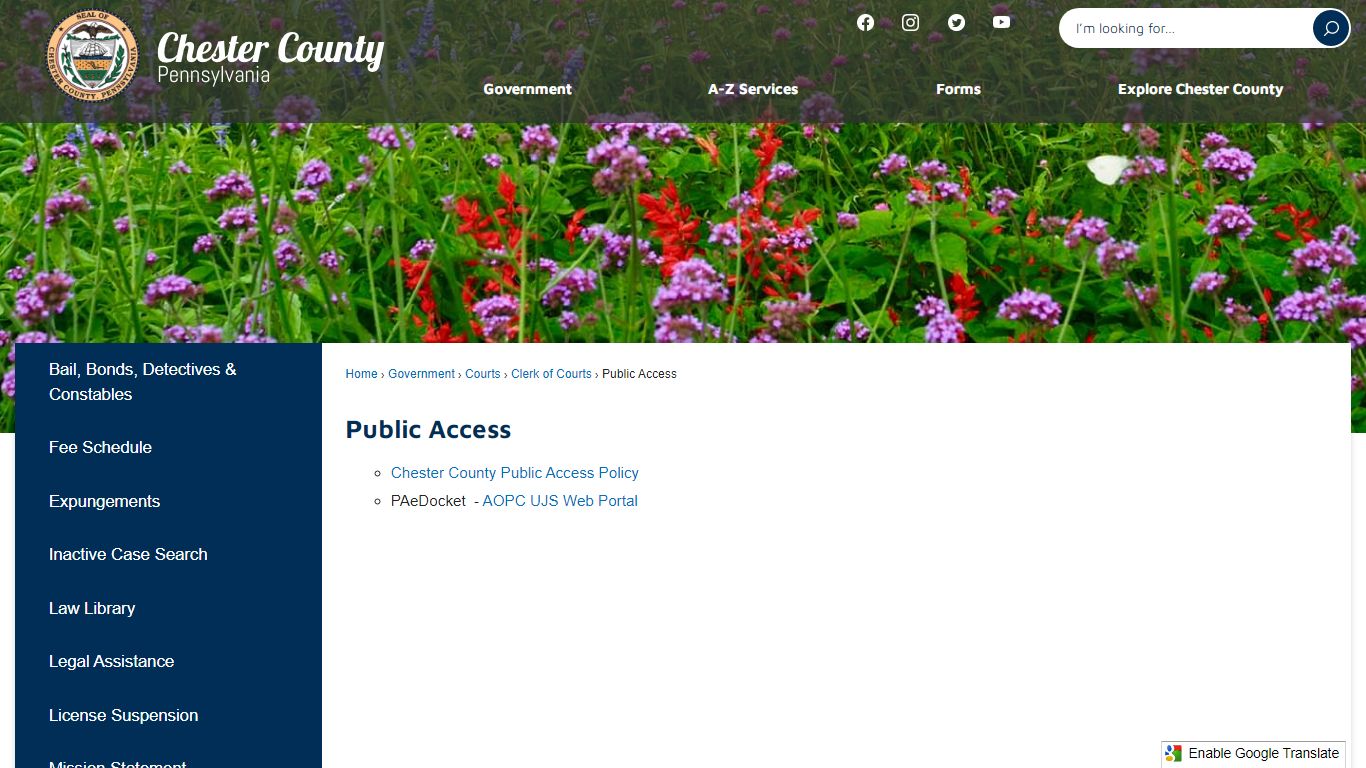 Public Access | Chester County, PA - Official Website